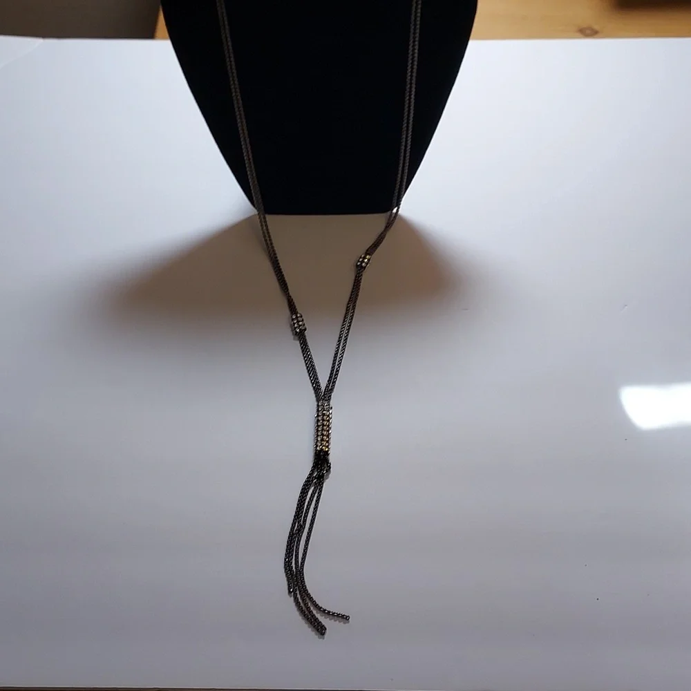 PARKLANE crystal necklace pendant tassel long necklace hematite